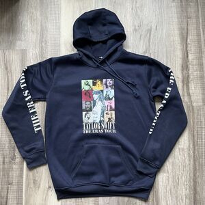TAYLOR SWIFT THE ERAS TOUR Size Large Navy Hoodie Pullover Hooded Sweatshirt